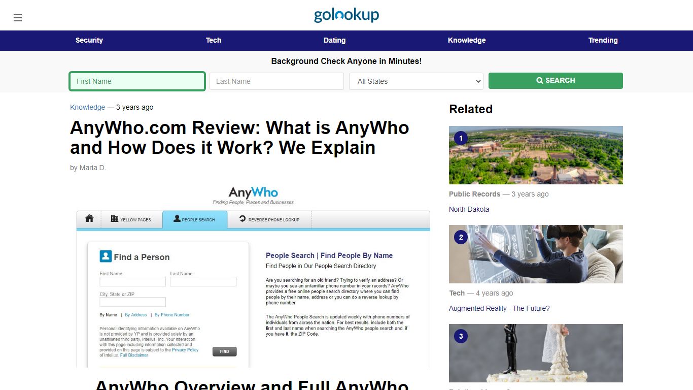 AnyWho.com, AnyWho Review, Review AnyWho - GoLookUp